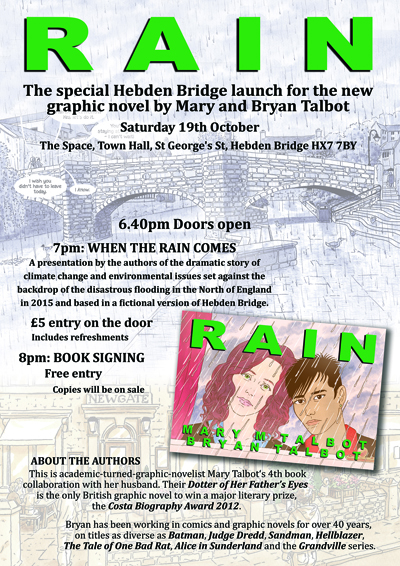 The launch event for Rain by Mary and Bryan Talbot at Hebden Bridge Town Hall. Saturday 19 October