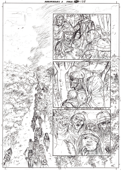 Pencils version of page 128 of the new Luther Arkwright graphic novel by Bryan Talbot