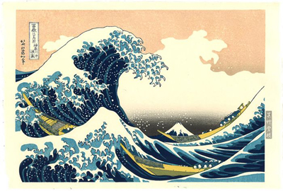 I imagine most people will recognise the framed tile picture to the top right as The Great Wave off Kanagawa by Hokusai (1760 1849), one of the most famous pieces of Japanese art in the world.