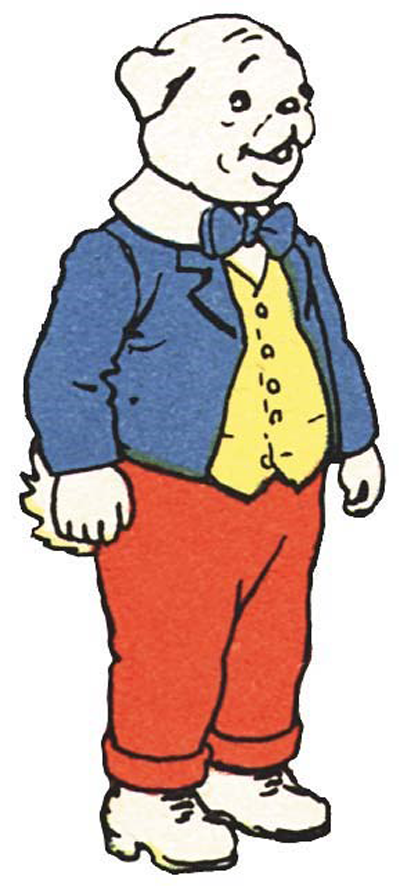 The detective accompanying Stoatson is based on one of Rupert the Bear’s friends, Algy. See Grandville, Page 11 annotations.