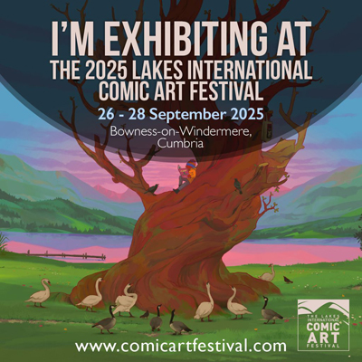 Bryan and Mary will have a table this time at the Lakes International Comic Art Festival. They’ll be joined by their eldest son, Robyn Talbot, who will be launching his indy horror comic, completely written and drawn by himself:  Rob Talbot’s Graveworms!