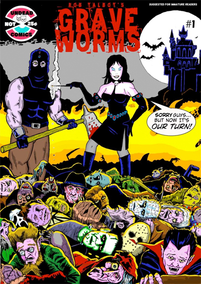 Making its long-awaited-by-nobody debut at the Lakes International Comic Art Festival this weekend, Rob Talbot’s GraveWorms is a love letter to all the great – and even the not so great – horror comics of yore.