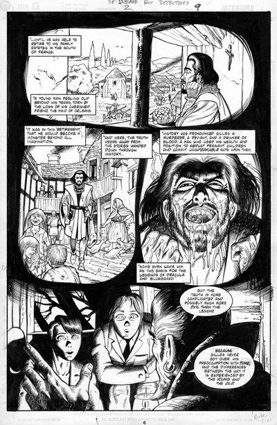 Dead Boy Detectives and the Secret of Immortality Issue 2 page 9, 28cm x 43cm, ink on bristol board £350.