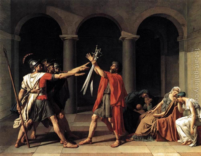 In case you’re wondering, the painting in the background is The Oath of the Horatii by by Jacques Louis David (1748 – 1845)
