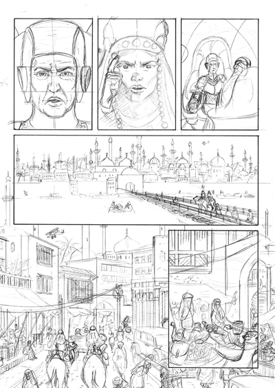Page 3 of pencils from the Legend of Luther Arkwright
